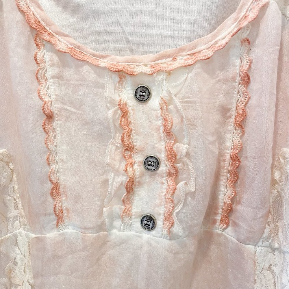 Beulah Ruffled Cottagecore Style Lace Mini Dress - Picture 3 of 12